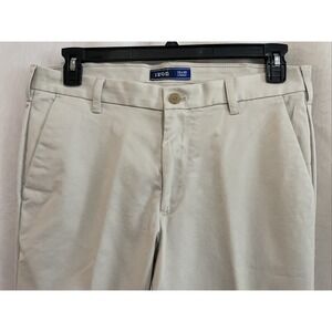 IZOD Straight Fit Flat Front Beige Chino Khaki Pants Mens Size 33x30